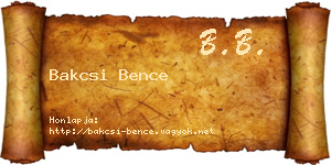 Bakcsi Bence névjegykártya